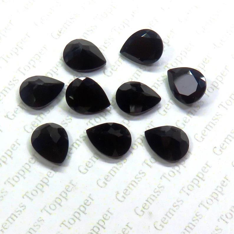 Black Onyx 3x5 mm Pear Faceted